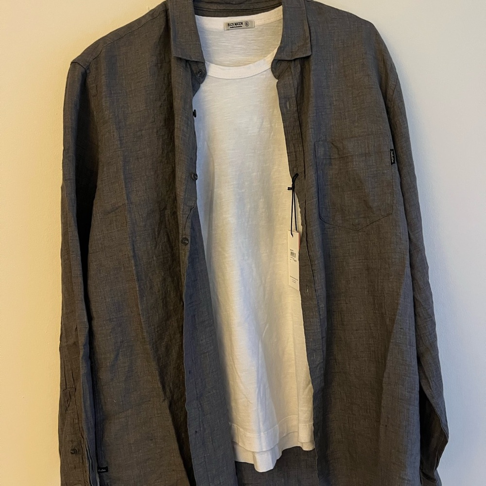 Men's Brown Cheap Linen Shirt.